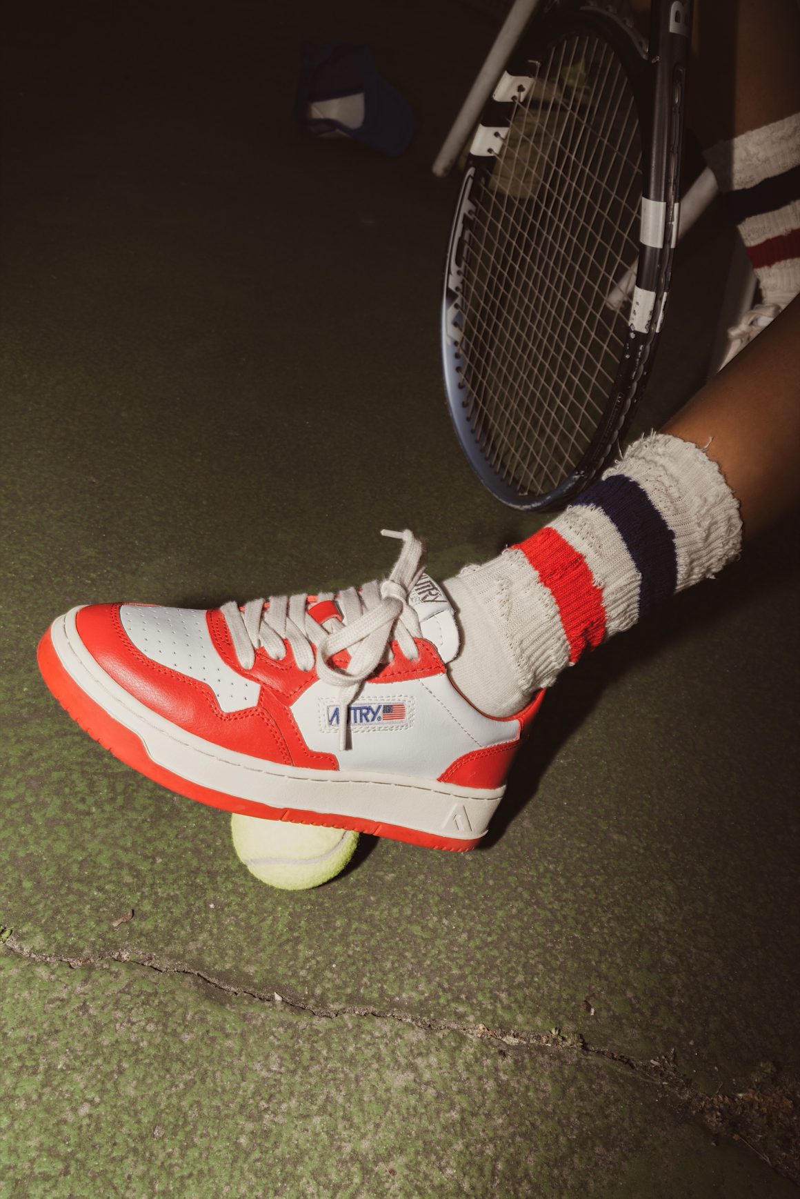 Baskets Low Double Leather White/Red Autry