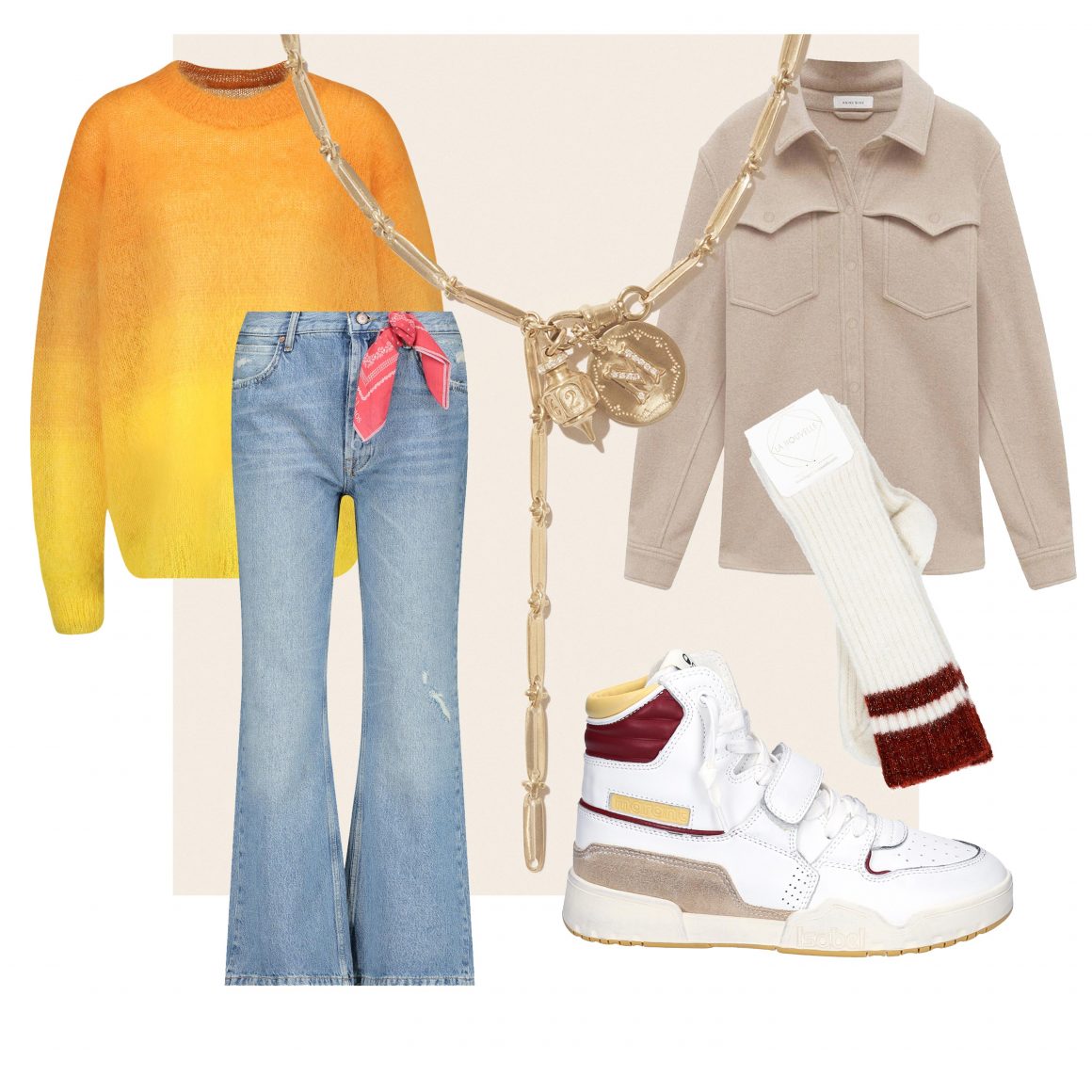 Sélection d'articles à porter avec le collier + amulettes Pascale Monvoisin