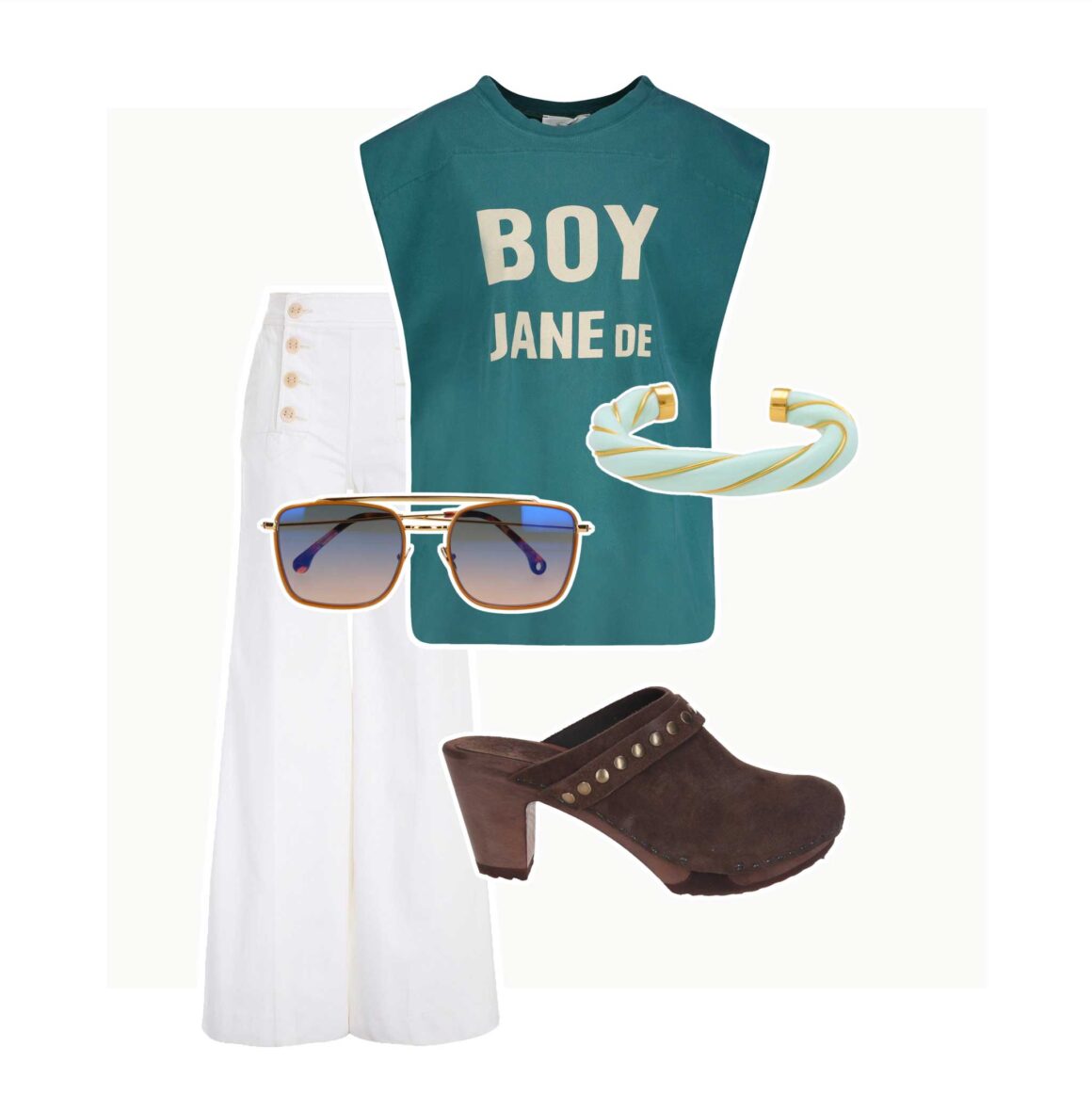 Sélection d'articles à porter avec le tee-shirt Rompool American Vintage x Jane de Boy